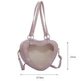 Women Transparent Shoulder Crossbody Bag Love Heart Shaped Clear Underarm Tote for Women Decoration Cosmetic Bag Fashion