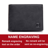 New Short Men Wallets Free Name Engraving Slim Card Holder Male Wallet PU Leather Small Zipper Coin Pocket Man Purse Wallet