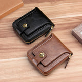Vintage Men Pu Leather Small Wallet Short Horizontal Zipper Buckle