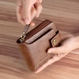 Vintage Men Pu Leather Small Wallet Short Horizontal Zipper Buckle