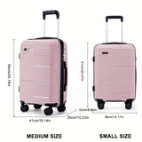 3 Pcs Solid Color Hard Shell Package 28 Inch + 24 Inch + 20 Inch Trolley Cases, Lightweight Travel Trolley Cases