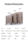 Suitcase Hardside Luggage Sets 3 Pieces with Double Spinner Wheels