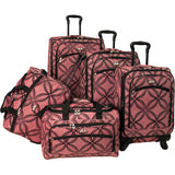American Flyer Silver Clover 5pc Spinner Luggage Set