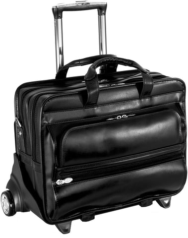 McKlein P Series Franklin Leather 17in Wheeled Laptop Case