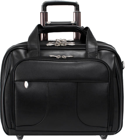 McKlein R Series Chicago Leather 17in Wheeled  Laptop Briefcase