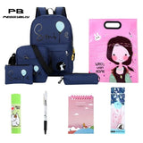 10pcs/Set Oxford Waterproof Backpack Cute Printed Zipper Bag School for Women Travel Bag Luggage