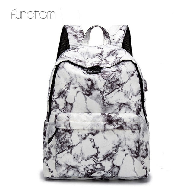 15.6 inch Travel Marble Backpack Women Backpack for Teenagers Girls Bags Female Rucksack School Bag