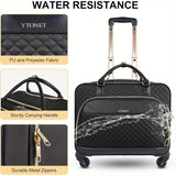 1pc Black Rolling Briefcase For Women, 17.3 Inch Rolling Water Resistant Laptop Bag With Wheels And Lock, Suitable For Travel