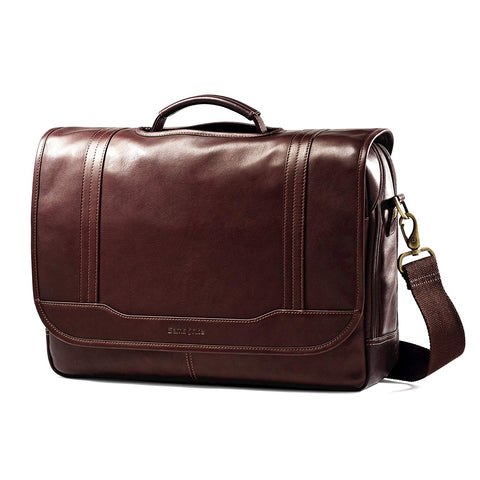 Samsonite Colombian Leather Flapover Briefcase, Brown