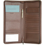 Royce Leather Executive Zippered Travel Document Passport Case Credit Card Wallet 