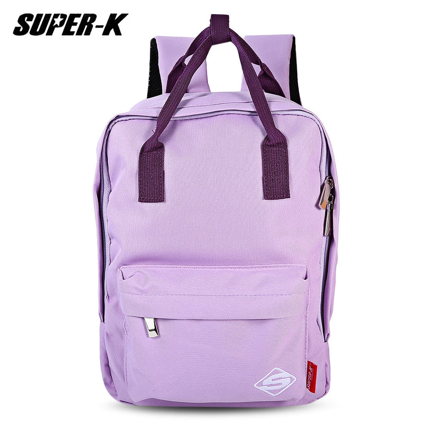 SUPER - K Girls Preppy Travel Patchwork Backpack School Bag