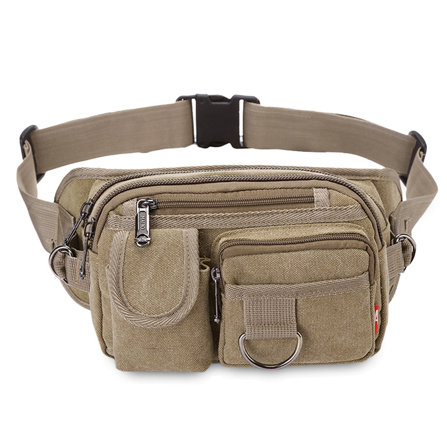 Men Canvas Waist Pack Male Casual Style Fanny Bum Bag