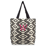 Personalized Ikat Parchment Jute Tote Bag