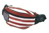 Genuine Leather USA Flag Fanny Pack, Stars & Stripes Waist Bag or Belt Bag. Great for Travel or