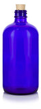16 oz Cobalt Blue Glass Boston Round Bottle with Cork Stopper Closure + Funnel (2)