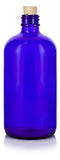 16 oz Cobalt Blue Glass Boston Round Bottle with Cork Stopper Closure + Funnel (2)