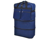 40" Navy Blue Large Expandable Rolling 6 Wheeled Duffel Bag Spinner Suitcase Luggage