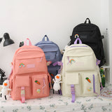 School bag female Korean version of the original student backpack college wind high school four-piece Japanese small fresh new middle school backpack