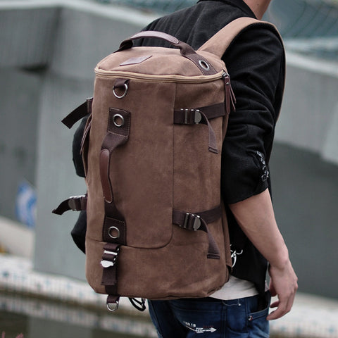 Korean version of the canvas shoulder bag men's trend student bags youth travel bag computer large capacity backpack