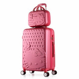 2PCS/SET Lovely 14" Cosmetic bag hello Kitty 20/22/24/28 inch girl students trolley case Travel