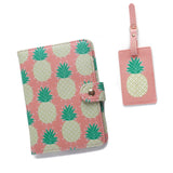 2PCS/Set PU Holder Women Travel Passport Cartoon Passport Cover ID Credit Card Flamingo Luggage Tag