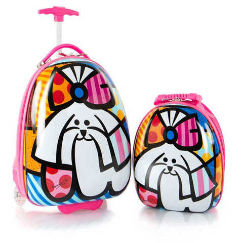 Britto for Kids Pink Dog Luggage and Backpack Set