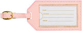 C.R. Gibson Women's White, Pink, and Gold Leatherette Luggage Tag, 2.5" W X 4.25" L