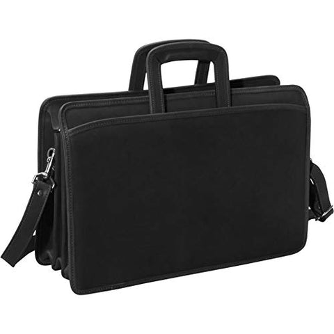 Jack Georges Unisex University Triple Gusset Top Zip Tri-Pocket Briefcase (Custom Black)