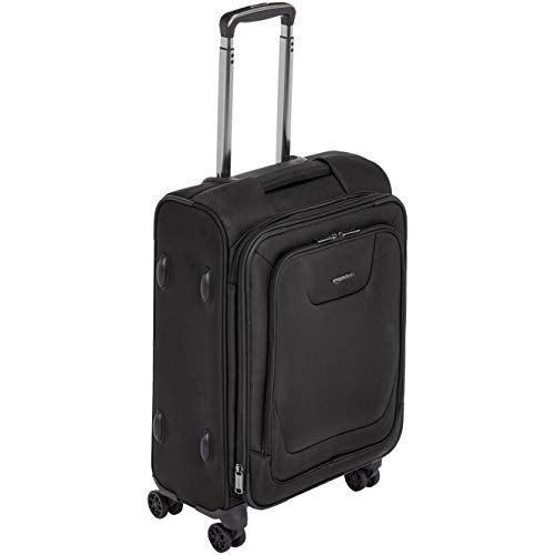 AmazonBasics Premium Expandable Softside Spinner Luggage With TSA Lock- 21 Inch, Black