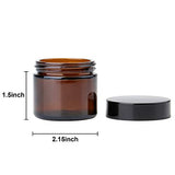 2 oz Round Glass Jars (6 Pack) - Empty Cosmetic Containers with Inner Liners, black Lids and