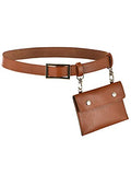 Clothink Women Leather Belt Fanny Pack Removable Belt with Waist Pouch Cell Phone Bag Brown
