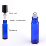 24 Pack,10 Ml Blue Glass Roller Bottle Bottles With Removable Stainless Steel Roller