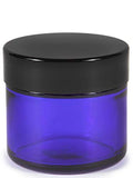 Vivaplex, 12, Cobalt Blue, 2 oz, Round Glass Jars, with Inner Liners and black Lids