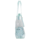 Eastsport Supreme Deluxe 100% Clear Pvc Printed Large Beach Tote With Free Large Wristlet, Icy Blue