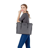 MOSISO PU Leather Laptop Tote Bag for Women (Up to 15.6 inch), Gray