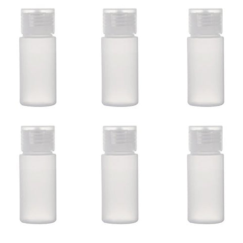 Travel Size Plastic Empty Squeeze Bottles, 30ml (1 oz) Pack of 6 Liquid Containers with Labels