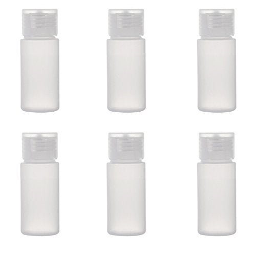 Travel Size Plastic Empty Squeeze Bottles, 30ml (1 oz) Pack of 6 Liquid Containers with Labels