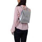 Bebe Womens Evelyn Faux Leather Adjustable Straps Backpack Silver O/S