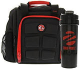 6 Pack Fitness Insulated Meal Prep Bag, Mini Innovator Black/Red w/Bonus ZogoSportz Cyclone Shaker