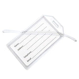 5 Pack - Premium Rigid Airline Luggage Tag Holders with 6" Worm Loops - Heavy Duty Hard Plastic -Suitcase ID Tag Identifiers with Business Card Insert Window by Specialist ID (Translucent/Clear)