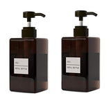 XINGZI 2PCS 450ml 15oz Empty Square Plastic Pump Bottles Cosmetic Lotion Dispenser Refillable Toiletries Liquid Containers Bathroom Accessories for Makeup Liquid Shampoo Hair-Conditioner