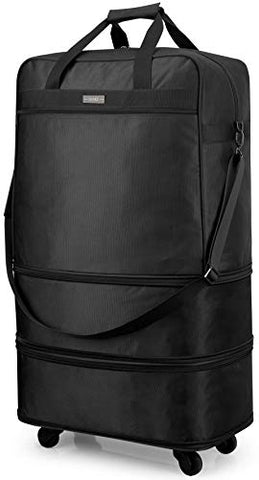 Hanke Expandable Foldable Suitcase Luggage Rolling Travel Bag Duffel Tote Bag for Men Women Lightweight Carry-on Suitcase Large Capacity Luggage with Universal Wheel(Black)