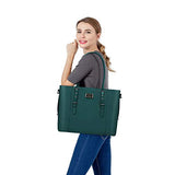 MOSISO PU Leather Laptop Tote Bag for Women (Up to 15.6 inch), Deep Teal