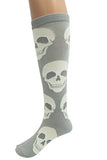 Loungefly White Skulls Gray Knee High Socks