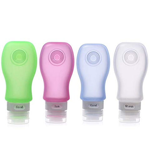 4 Pack-FNSHIP Sucker type Portable Food Grade Squeeze Silicone Liquid Travel Bottles TSA Approved