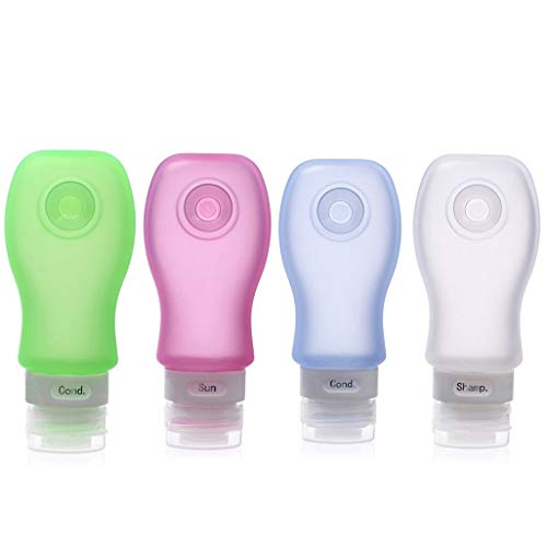4 Pack-FNSHIP Sucker type Portable Food Grade Squeeze Silicone Liquid Travel Bottles TSA Approved