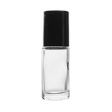 Clear (1/6 Oz/5 ml) Plain Glass Container Tubes Roll-On Bottles with Ball Tips and Black Caps for