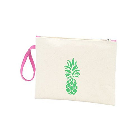 Pineapple Canvas 12 X 9 Inch Womens Canvas Accessory Full Zipper Pouch