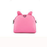 Pinky Family Cute Cat Ear Kids Handbags Candy Color Crossbody Bags Pu Leather Shoulder Bags (Pink)