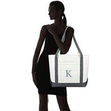 DALIX 20" K-Initial Tote Bag Monogrammed Cotton Canvas in Gray